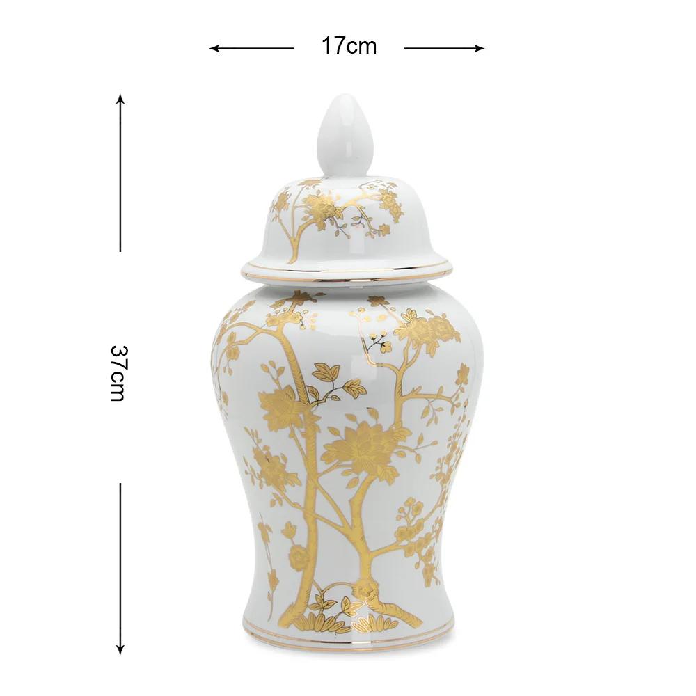 

Позолоченная керамическая банка для имбиря в виде цветка, белая керамическая банка для хранения, украшения для поделок, цветочные композиции, декоративные украшения для банок