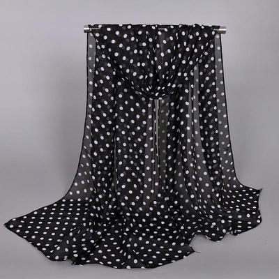 Korean Style Polka Dot Chiffon Scarf - Refreshing Spring/Summer Print
