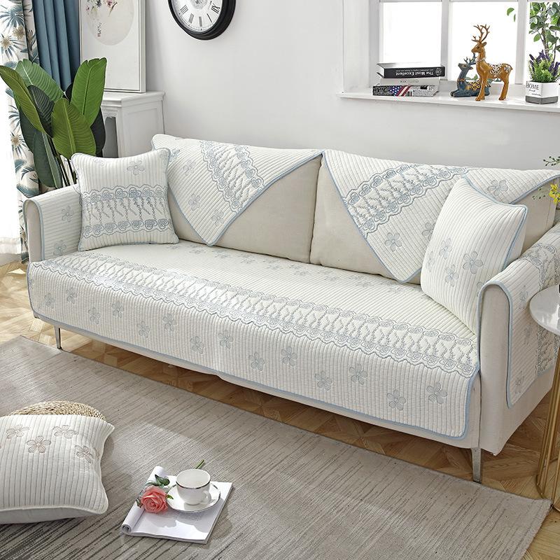 Pure Cotton Sofa Cushion for All Seasons, Cotton Fabric Non-slip Cushion Cover, Simple Modern Set Cover, Seat Cushion All-inclusive