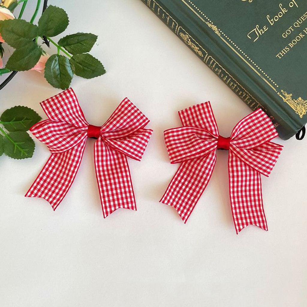 Strawberry Bow Y2K Style Balletcore Mini Bowler Hat Hair Clip Mini Top Hat Bow Plaids Hair Clip Strawberry Style