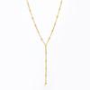 Fenny 18K PVD Plated Waterproof Fashion Dainty Basic Beads Y-shaped Sweater Chain Necklace for Women Stainless Steel