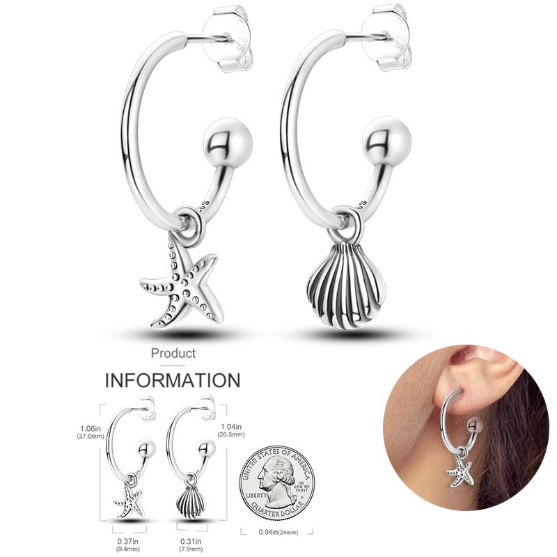 Fashion 925 Silver Luminous Shell Earrings For Women Pave CZ Heart Shape Star Moon Hoop Earrings Engagement Wedding Jewelry