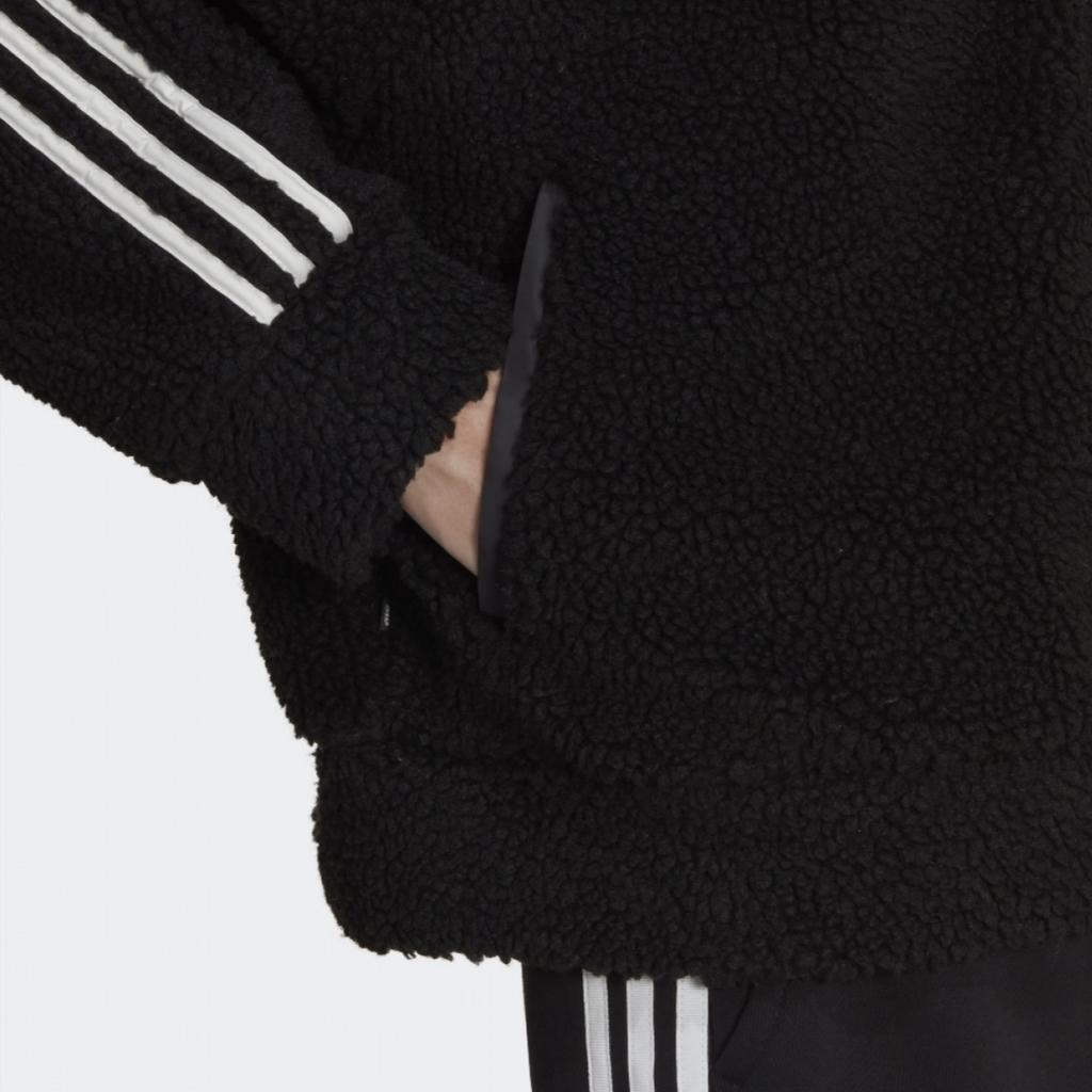 Adidas Originals Trefoil Logo Embroidered Striped Half-Zip Jacket Women Jackets Black HM2128