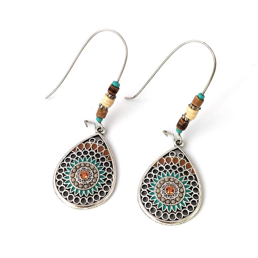 Elegant Teardrop Flower Earrings with Alloy and Enamel