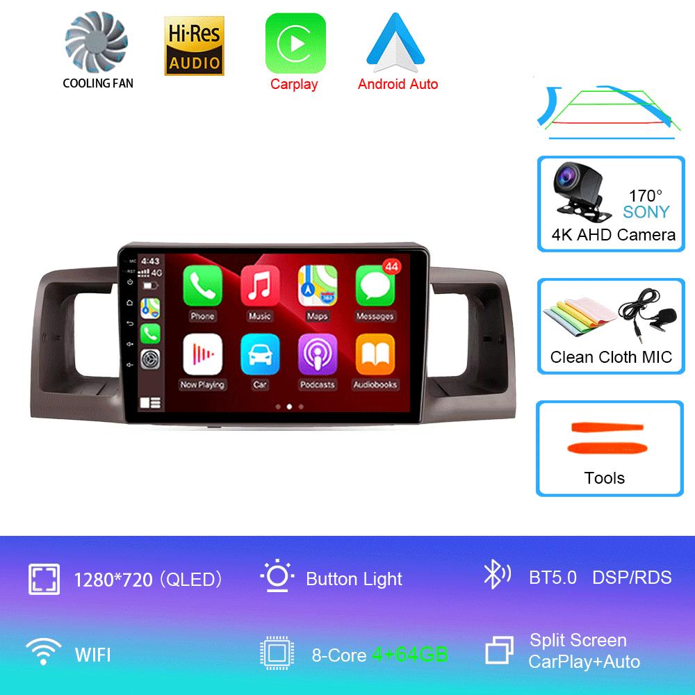 For Toyota Corolla E120 2000 - 2004 Car Radio Android 14 Carplay Multimedia Navigation Video DVD Autoradio Stereo 2din 4G+wifi
