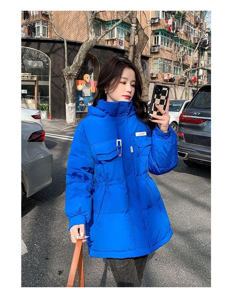 

Новые парки женские зимние куртки с капюшоном толстые теплые хлопковые подбитые парки повседневные базовые пальто женские зимние пальто верхняя одежда 2XL 75-85kg синий