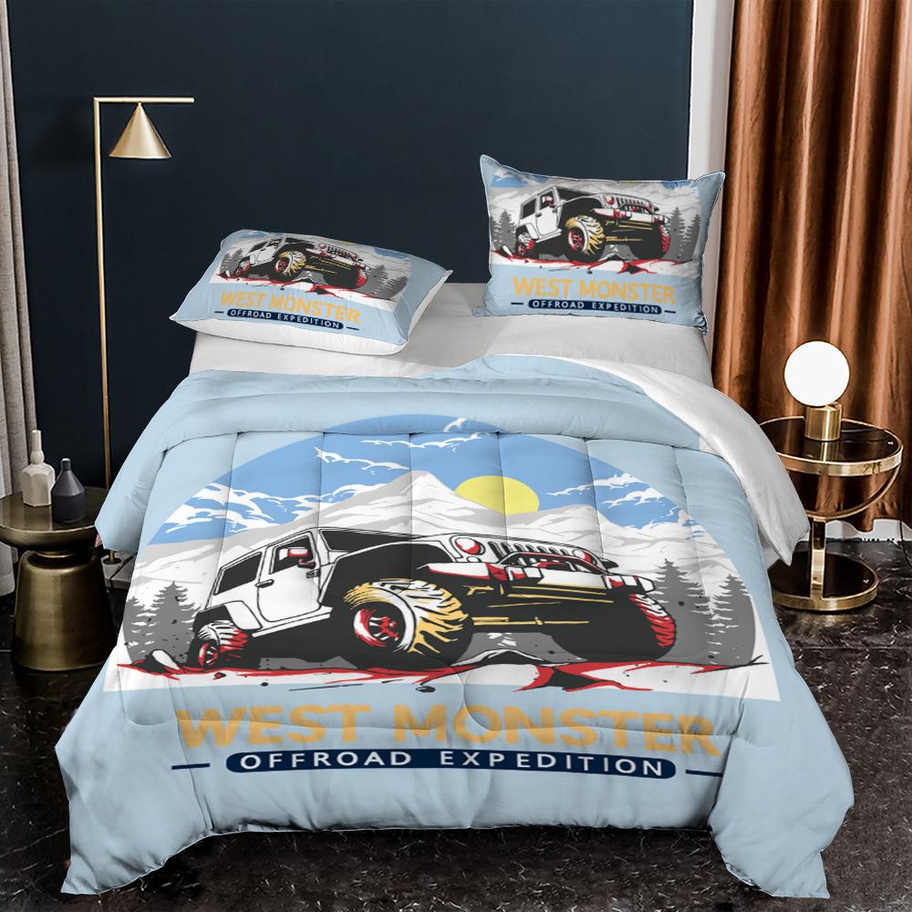 3D Classic Car Series Bedding Set Cartoon Car Theme Duvet Cover and Pillow Case 2/3 Pieces AU140 * 210 Quick Drying Home Decoration