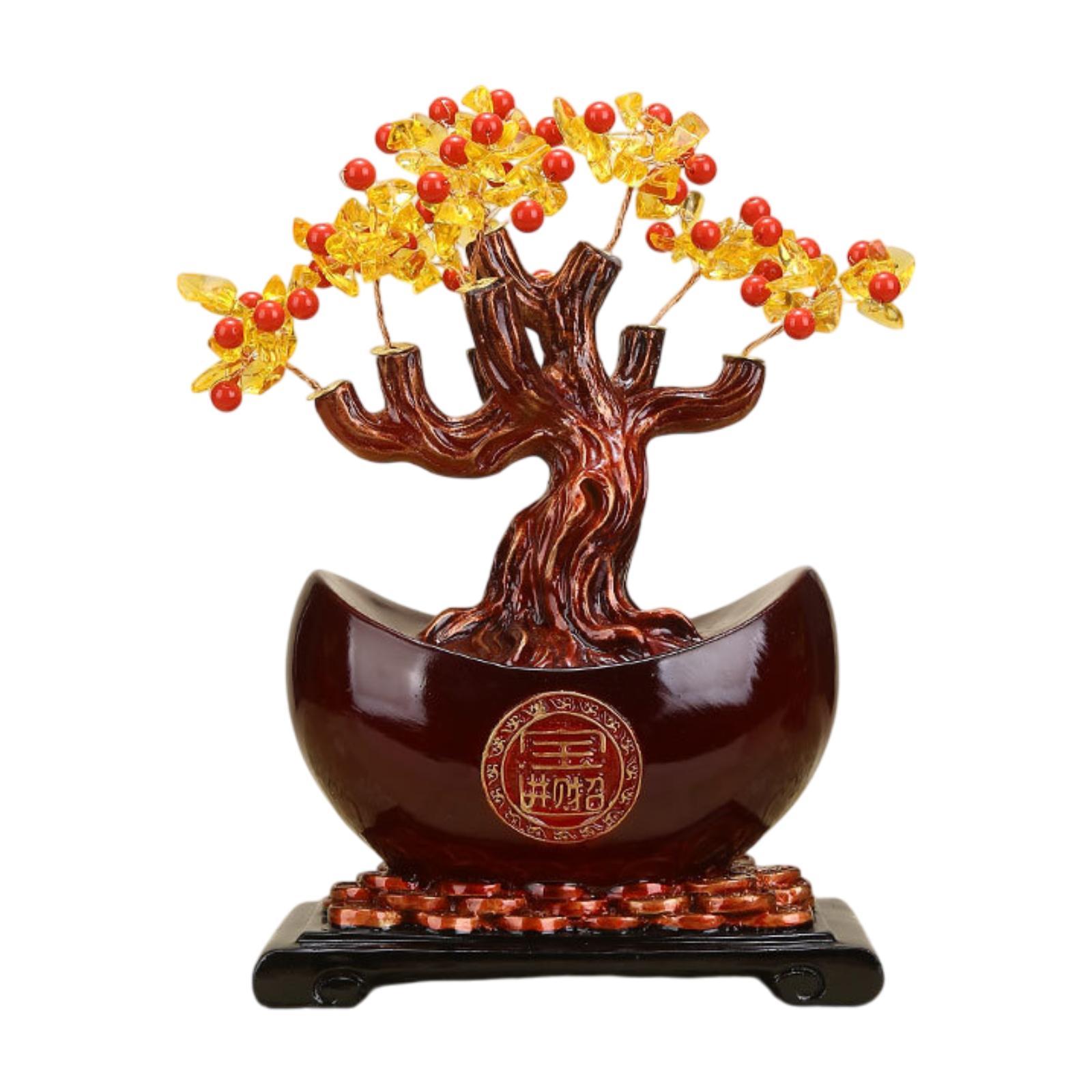 

Money Tree Statue Sculpture Resin Decorative Figurine Art Craft Ornament for TV Cabinet Desk New Year Bedroom Home Decoration