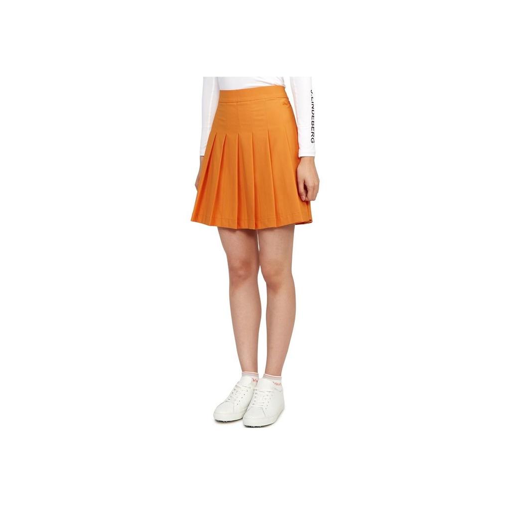J.Lindeberg Solid Color High-Waisted Side Zipper Loose Pleated Skirt Women skirts Orange GWSD07818-I068