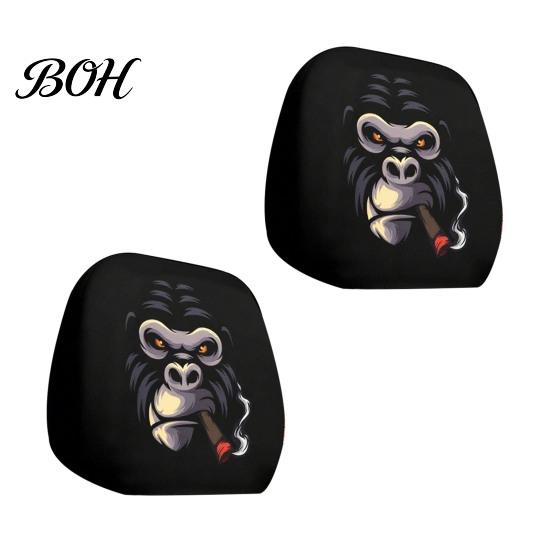 Protective Auto Headrest Protectors Halloween Car Cover, Scary Pattern Print Stretchable Universal Fit Interior Decor Protector, Breathable Polyester