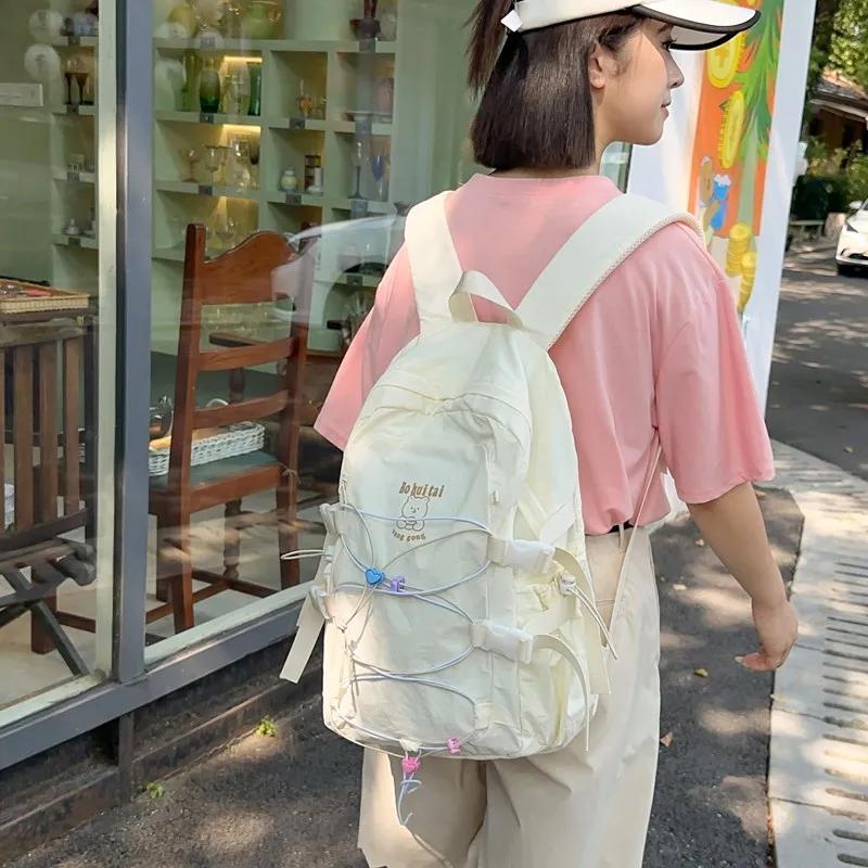 High Quality Solid Nylon Backpack with Soft Shoulder Strap Large Capacity Casual Style Backpack with Air Cushion Strap Simple College Style Bag