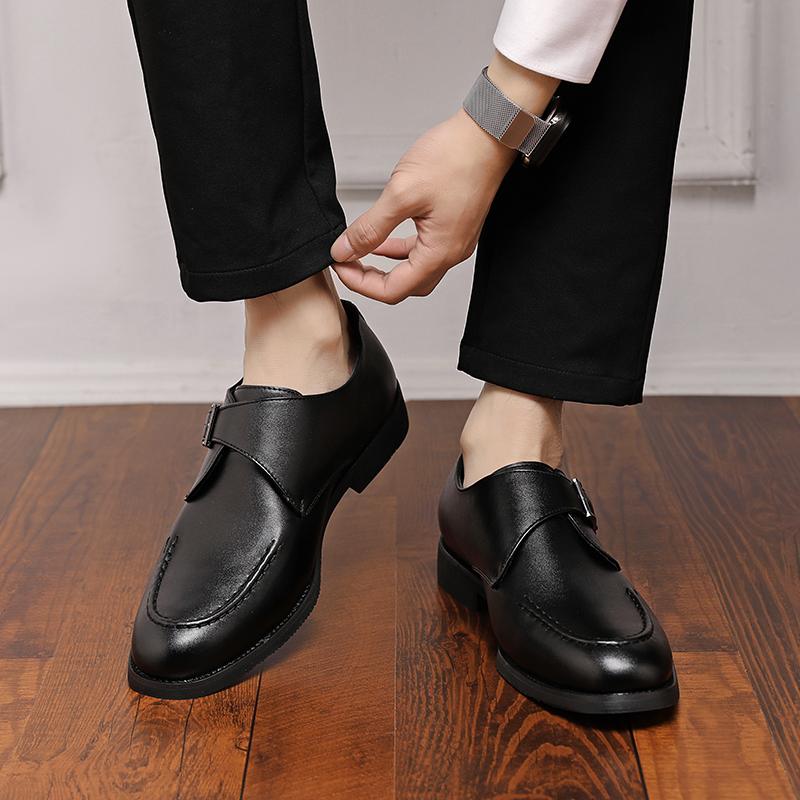Fashion Versatile Men's Leather Casual Shoes Low Cut Black Office Work Shoes Wear-resistant Soles Men's Loafers Pointed Big Size 38-48
