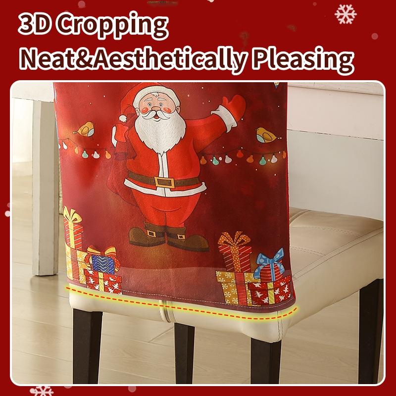 Vánoční potah na sedák Netkaný kreativní Santa Claus perníkový panáček potištěný potah na židli Slavnostní stolování Atmosféra Dekorace Čalounění