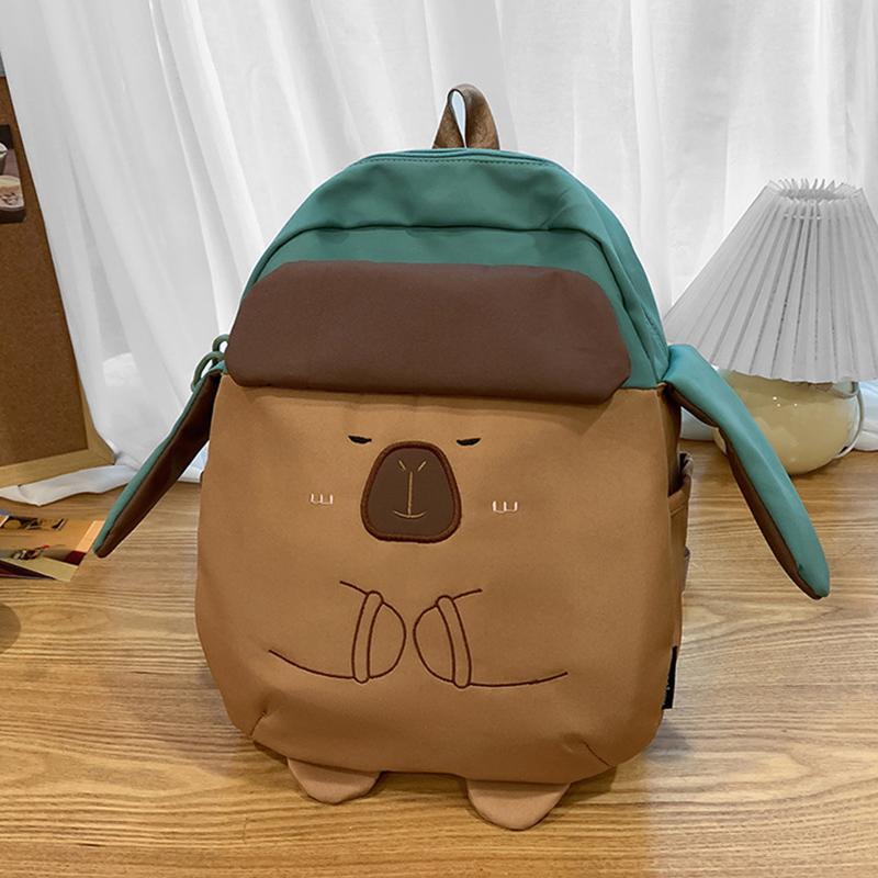 

SCIONE Креативная забавная шляпа Capybara Bag Cute Capibala Вместительный многослойный контрастный цветной рюкзак Стильный милый школьный ранец S хаки