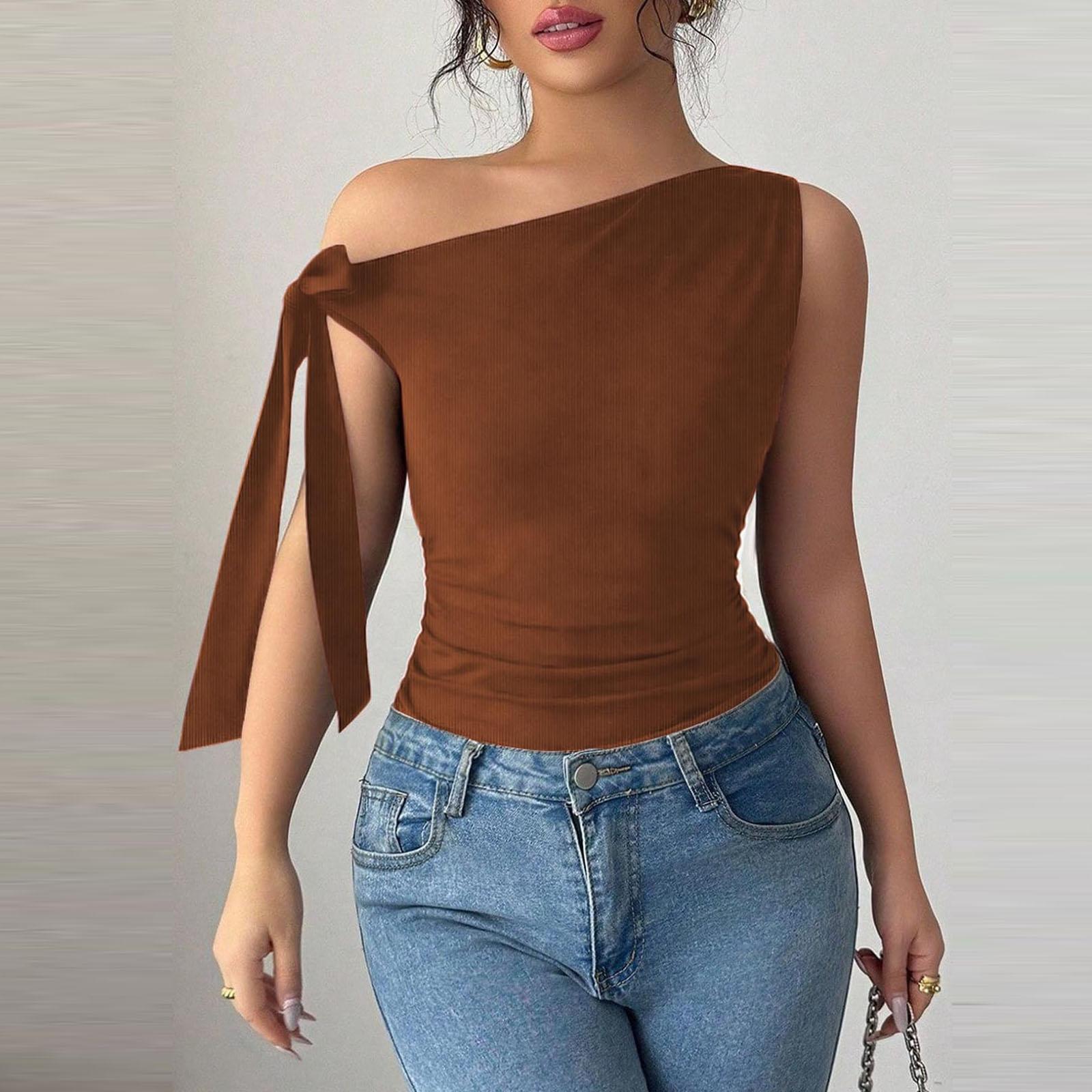 Женский модный асимметричный топ с открытыми плечами S