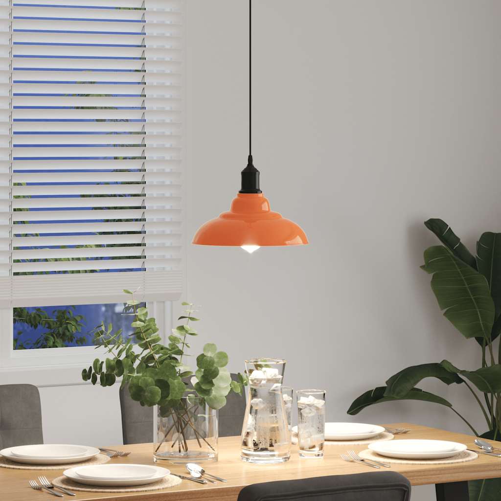 Adjustable Height Pendant Lamp E27 Orange Glossy Ø31 cm Metal