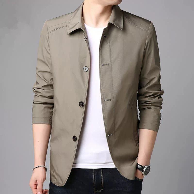 Giacca casual da ufficio da uomo, primavera e autunno, con colletto alto