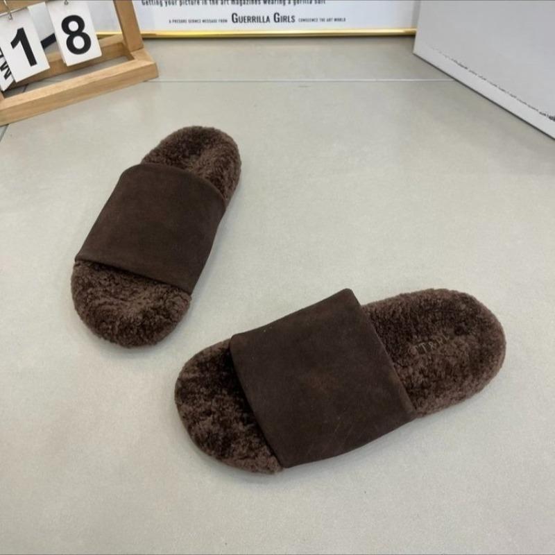 Fashion Flats Women Slippers Fur New Casual Shoes Suede 2025 Winter Open Toe Sandals Cozy Walking Slingback Woman Flip Flops Zapatos