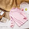 Children's White Modal Long Sleeve T-Shirt with Half-High Collar for Fall/Winter - Girls' Base Layer