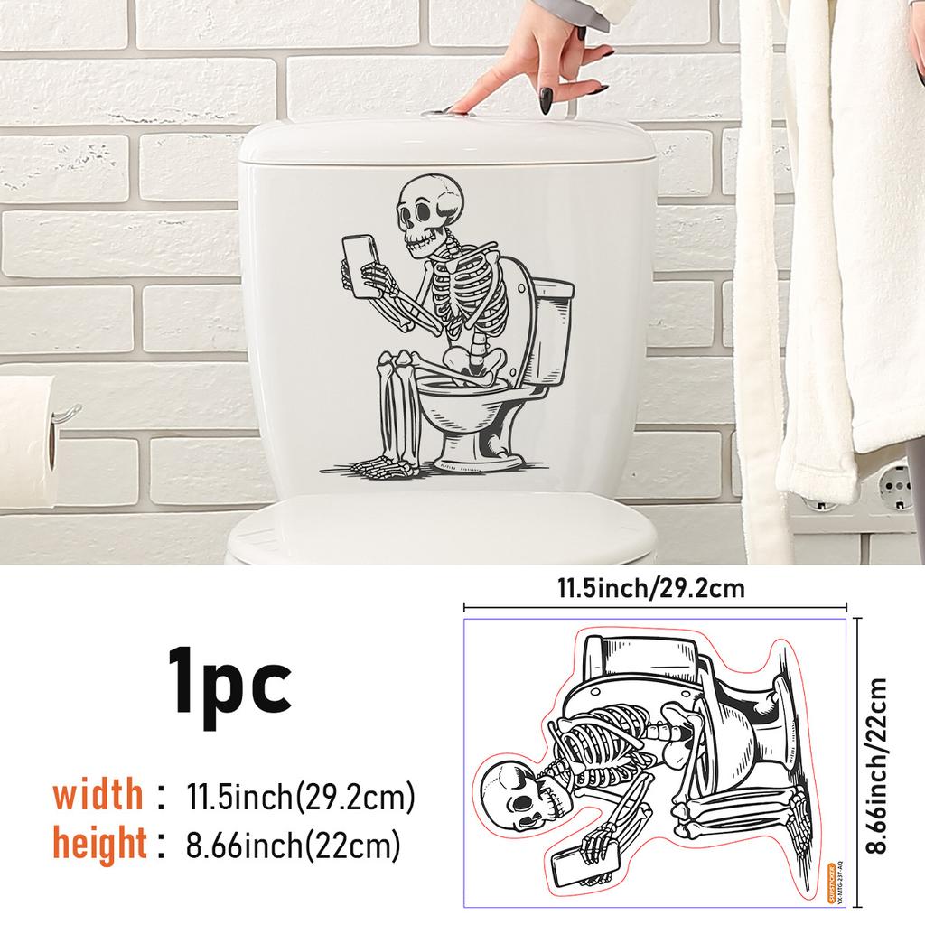 Halloween Toilet Sticker Horror Funny Sticker Self-Adhesive Decorative Sticker Toilet Toilet Lid Sticker