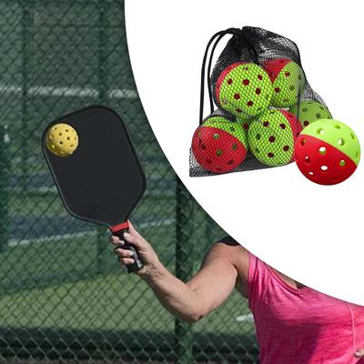 Pacote com 6 bolas de pickleball com bolsa de malha, 40 furos, para ambientes internos e externos