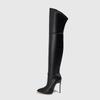 Fashion Eilyken Winter PU Leather Pointed Toe Over-the-Knee Boots Women Thigh High Long Booties Sexy Stiletto Heels Nightclub Prom Shoes