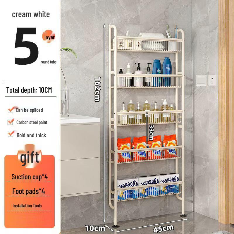 Behind-Door Floor-Standing Storage Rack: Multipurpose, Wall-Leaning