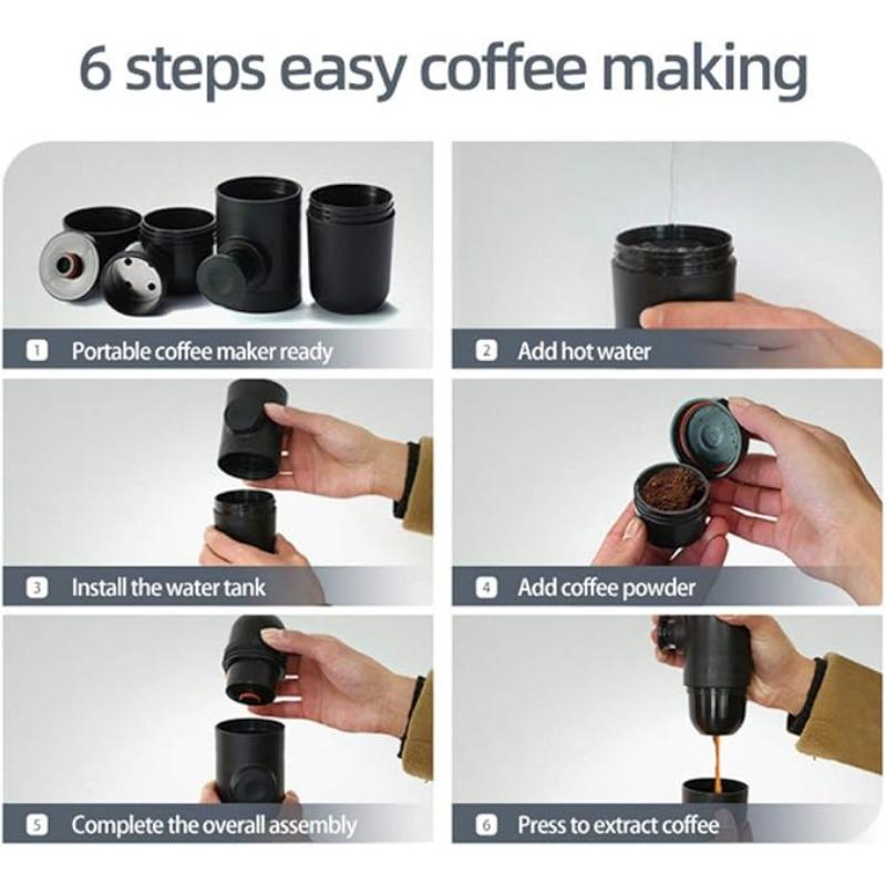 140ml Reise Outdoor Espresso Kaffeemaschine Mini Handpresse Manuelle Kaffeemaschine Tragbare Kapsel Kaffeemaschine Ideal als Geschenk