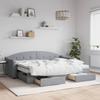 Vidaxl Extendable Sofa With Drawers, Light Gray, 80X200 Cm, Fabric