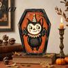 Fall Home Decor for Tables Vintage Halloween Wooden Decor, Cat Mummy Skeleton Figurines, Festive Tabletop Farmhouse Centerpiece Shelf Mantel