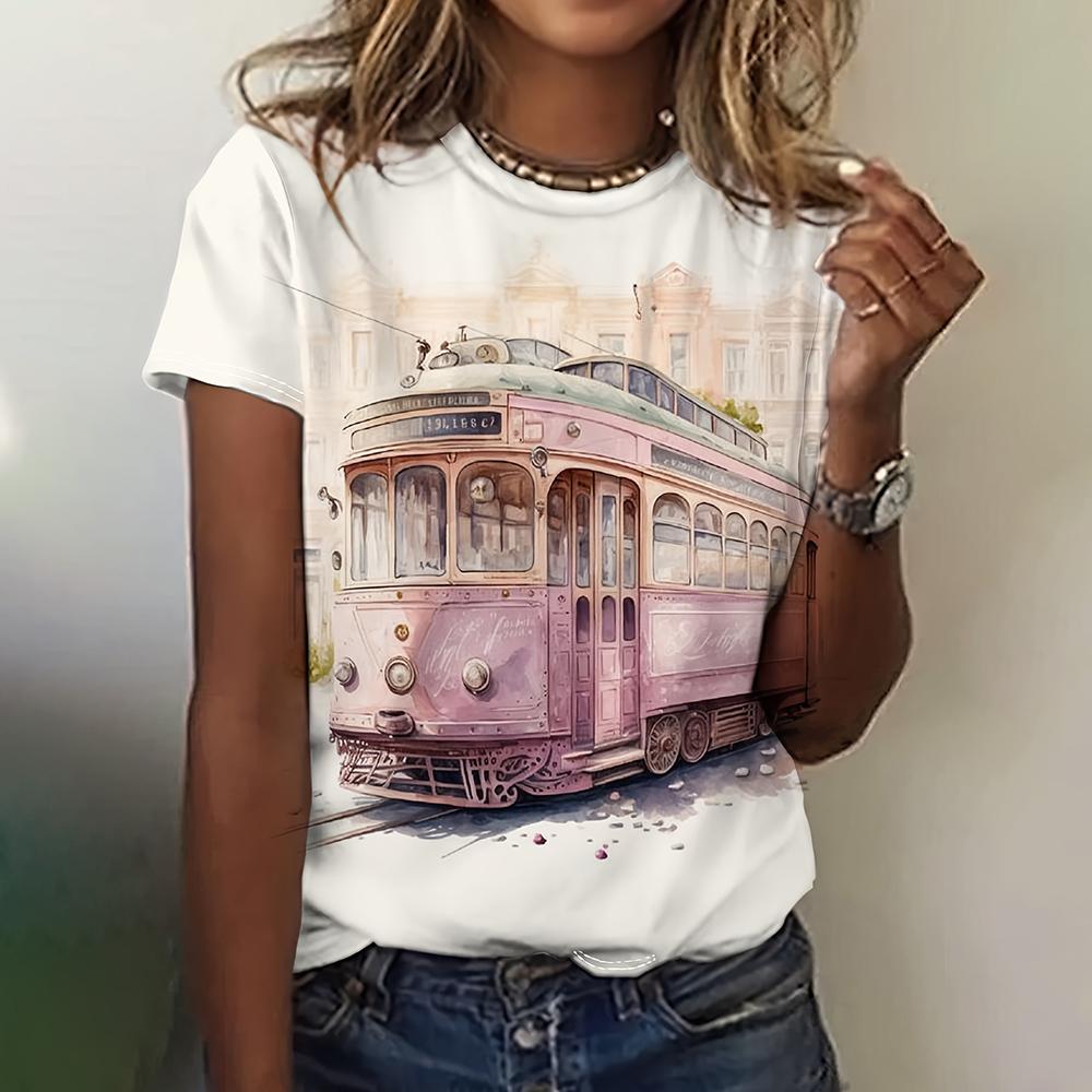 Summer Women T-Shirts Short Sleeved Art Vintage Print T Shirts Fashion Women's T-Shirts Oversized Retro Top Female Clothing