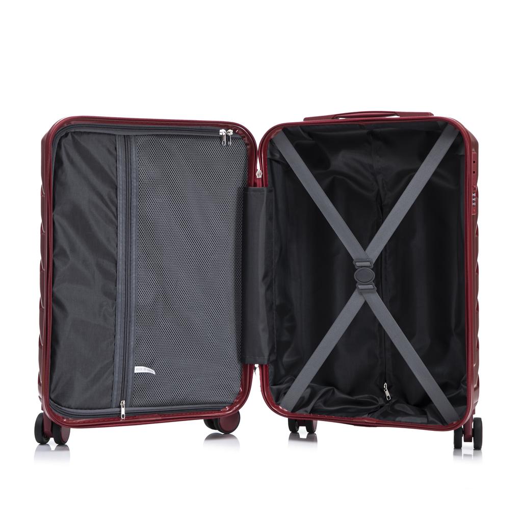 14"/19" 2-piece ABS spinner luggage set with combination lock & 14" cosmetic bag (wine red)