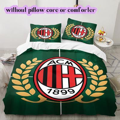 AC Milan klub piłkarski Wzór Pościel, Zestaw Kołdra Poszewka na Kołdrę Poszewka na Poduszkę Domowy Prezent Urodzinowy (1*poszewka na kołdrę+2*poszewka na poduszkę, bez wkładu)