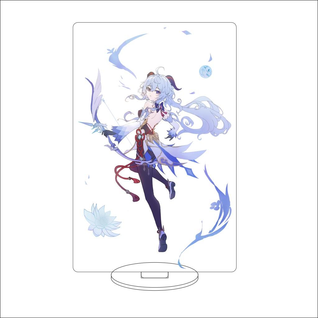 16CM Anime Genshin Impact Figure Stand Model  Ganyu Cute Desk Decor Standing Sign Gifts