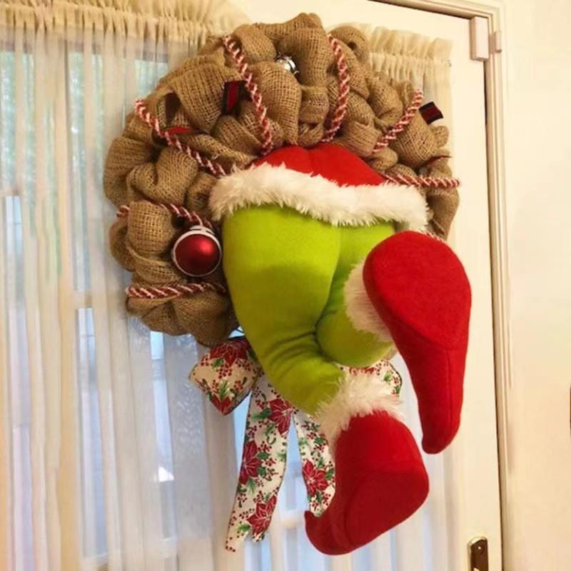Santa Wreath Plush Ornament Christmas Hanging Decor Home Wall Door