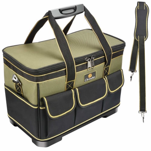 Drado Tool Bag, Tool Storage Bag, Large Opening with Shoulder Strap, 1680D Oxford Cloth with Specialized Plastic Bottom and Water-Repellent Treatment,