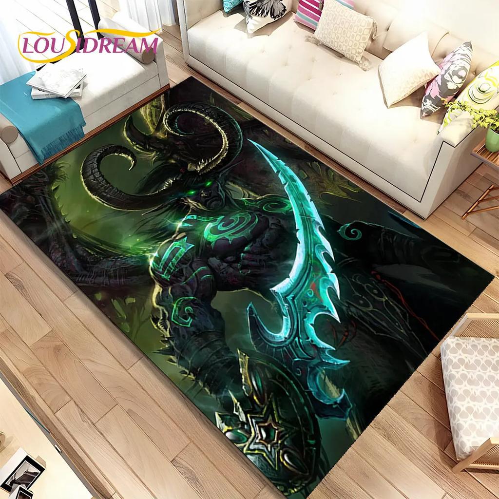 World of Warcraft, WOW, Game Gamer-Bereichsteppich, Teppichteppich für Wohnzimmer, Schlafzimmer, Sofa, Fußmatte, Dekoration, rutschfeste Kinder-Bodenmatte, 3D