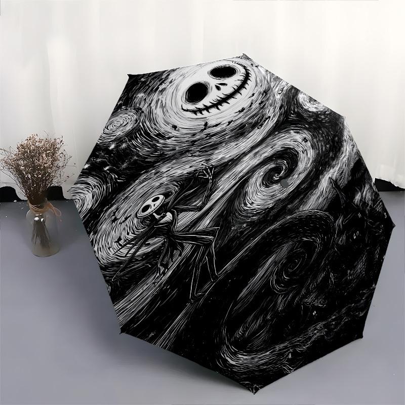 Albtraum vor Weihnachten, Jack Skellington Motiv, Automatisches Öffnen und Schließen, Helles 8-Speichen, Tragbarer Schirm, Geeignet für Männer
