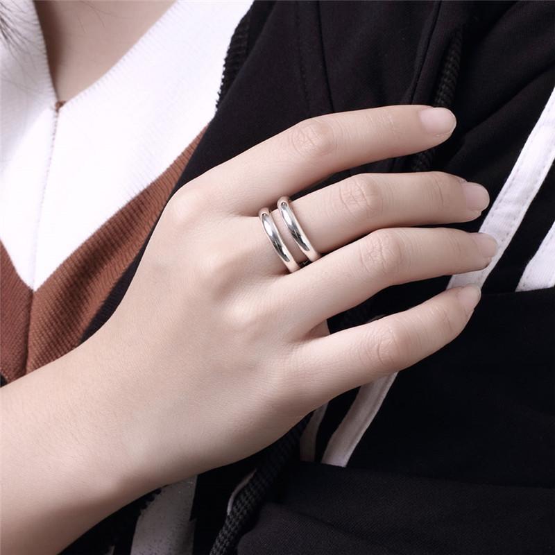 Copper color Ring Minimalist Design Two Lines Open Ring Adjustable Size Unisex Jewelry For Women&Men Couple Ring For Lovers