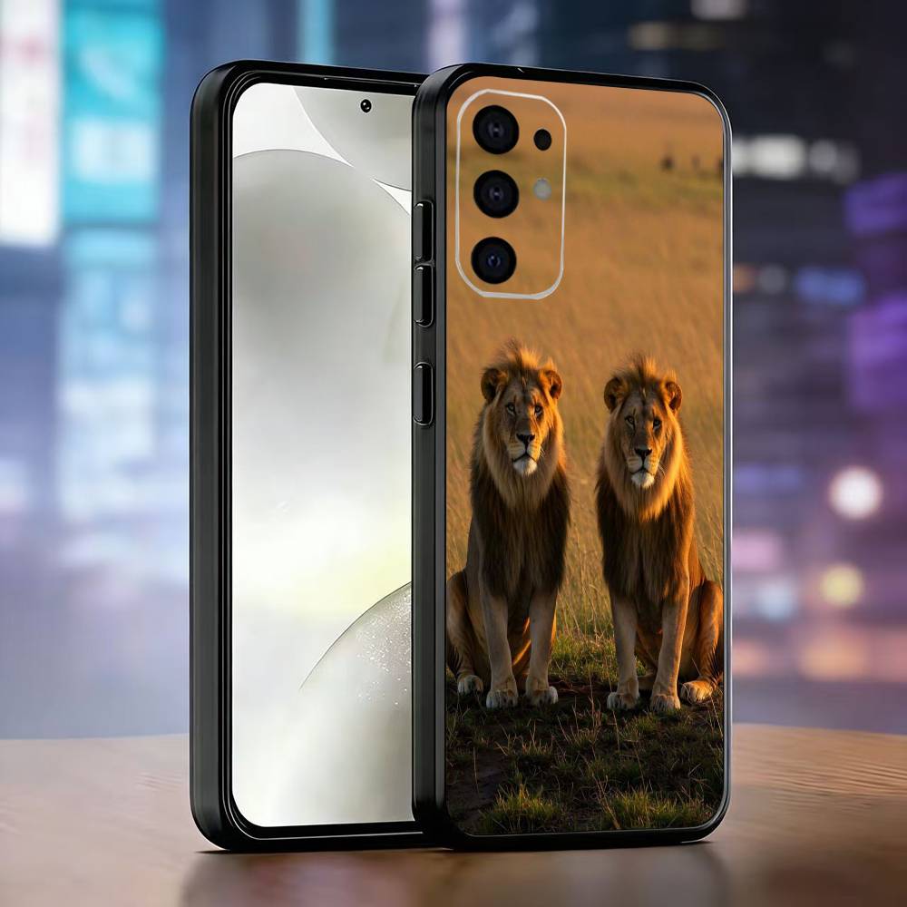 Lion Theme Phone Case For Samsung S25,S24,S21,S22,S23,S30,Ultra,S20,Plus,Fe,Soft Silicone Black Cover