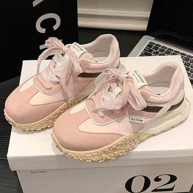 

Student lightweight casual sports shoes women s muffin platform dad shoes women s autumn new breathable 35 розовый