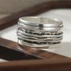 Minimalist Style Punk Design Silvery Plated Wide Ring Women Men's Fashion Vintage Banquet Celebration Jewelry Accessories Crafts