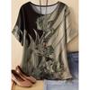 Casual Comfort Women's Top Fashion Versatile Flower Print Short Sleeve Daily Breathable T-Shirts Women’s