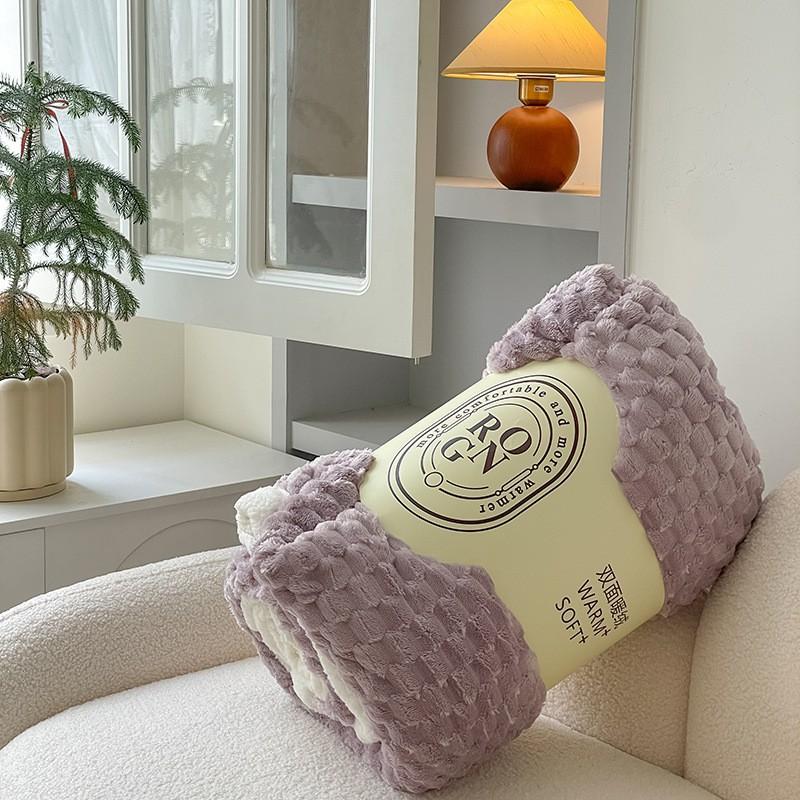 Thick Winter Fleece Blanket With Chenille Texture Solid Color Double-Layer Throw Bed Sofa Ultra Soft Warm Plush