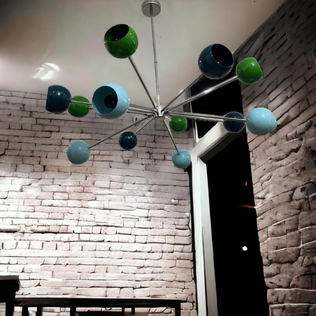 12 Arms Orbs Mid Century Italian Modern Sputnik Chandelier Pendant Light Fixture Home Decor Accent Adjustable Height Home Decor