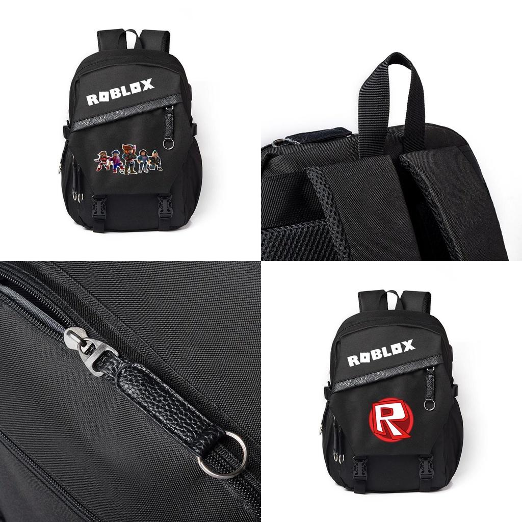 Unisex Roblox Pattern Canvas Backpack With Durable Material And Multiple Storage Compartments