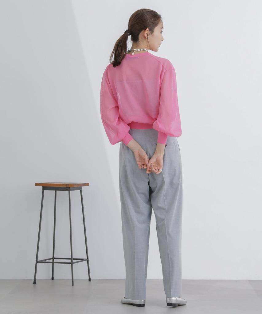 Nano Universe Sheer Volume Size Pink Pullover, S,