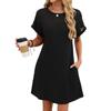 Dress Short Sleeve Lace Panel A Line For Casual Wear