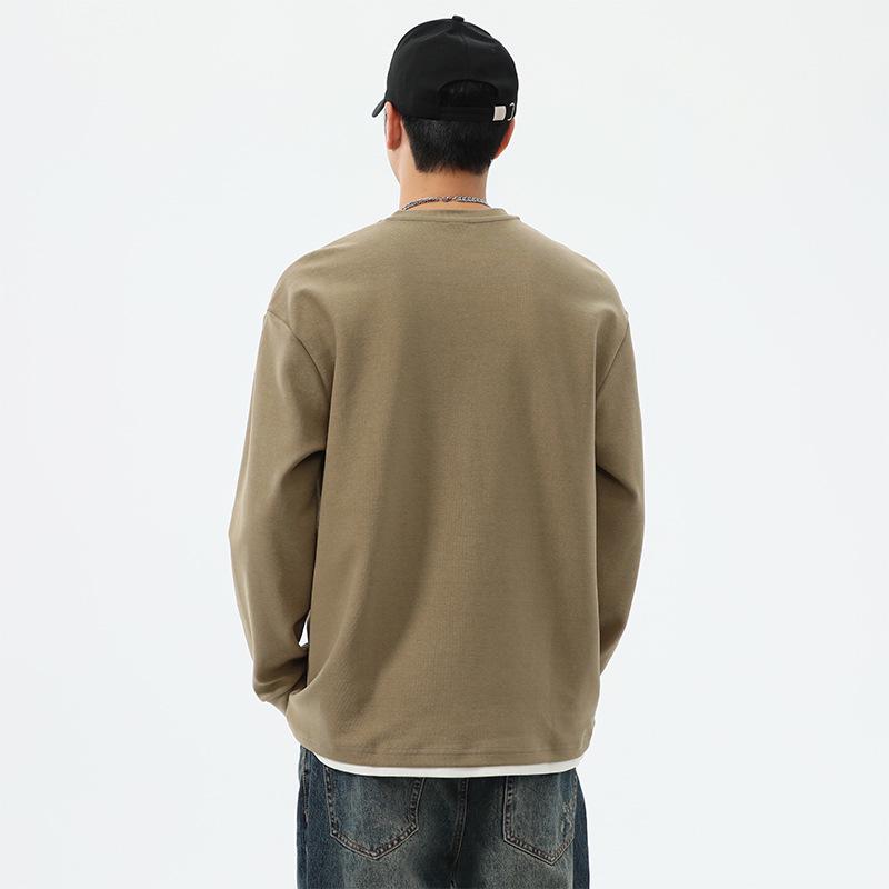 Men's American Two-Piece Style Long-Sleeve V-Neck Hoodie, Retro Casual Loose Fit, Autumn 2025 Trend