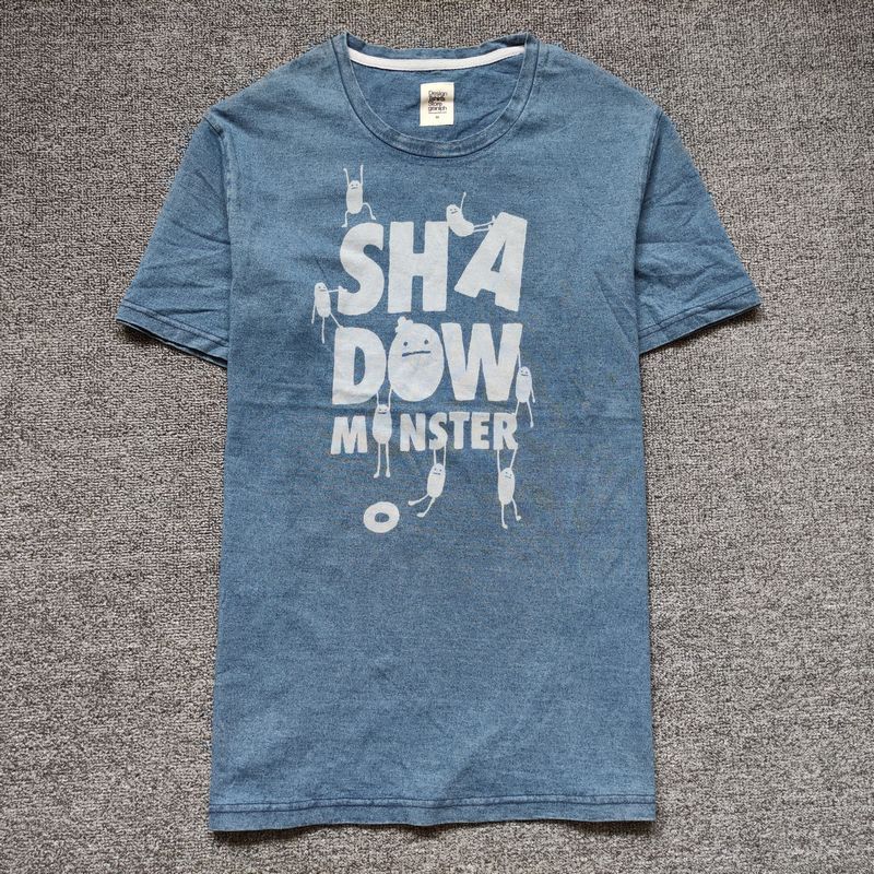 

Винтажная выстиранная состаренная приталенная футболка с коротким рукавом, цвет синей варки Multi-letter S